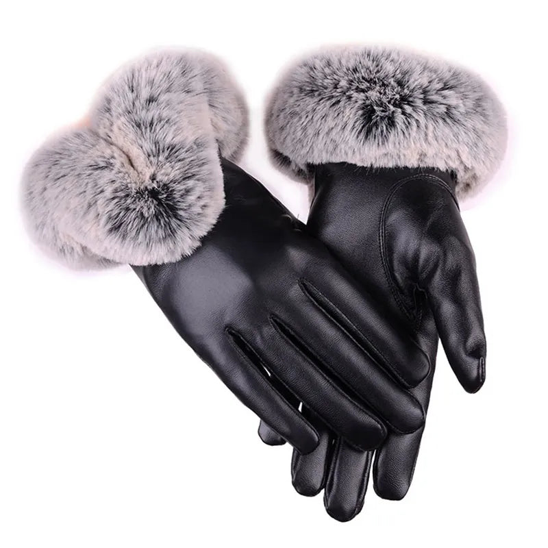 Womens Leather Gloves Stylish Warm Fit