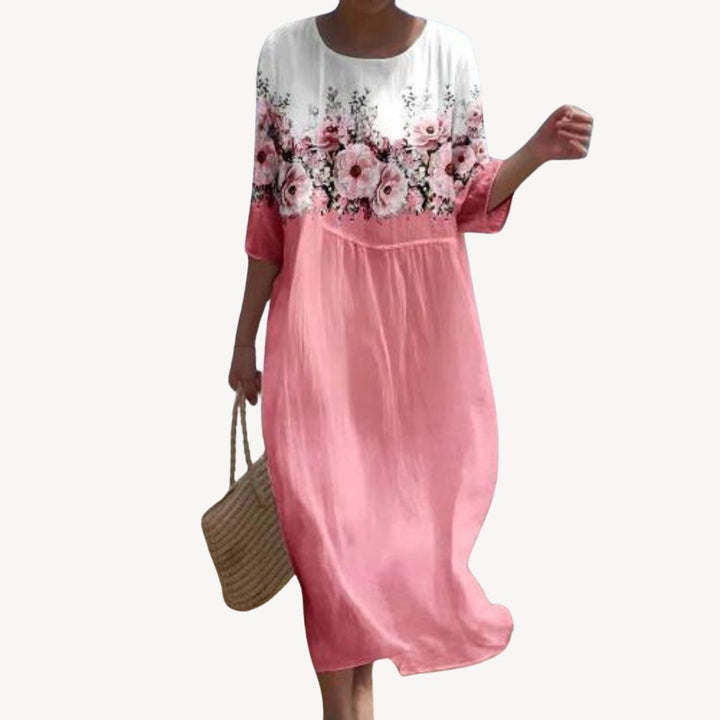 Womens Midi Dress Printed Sleeves