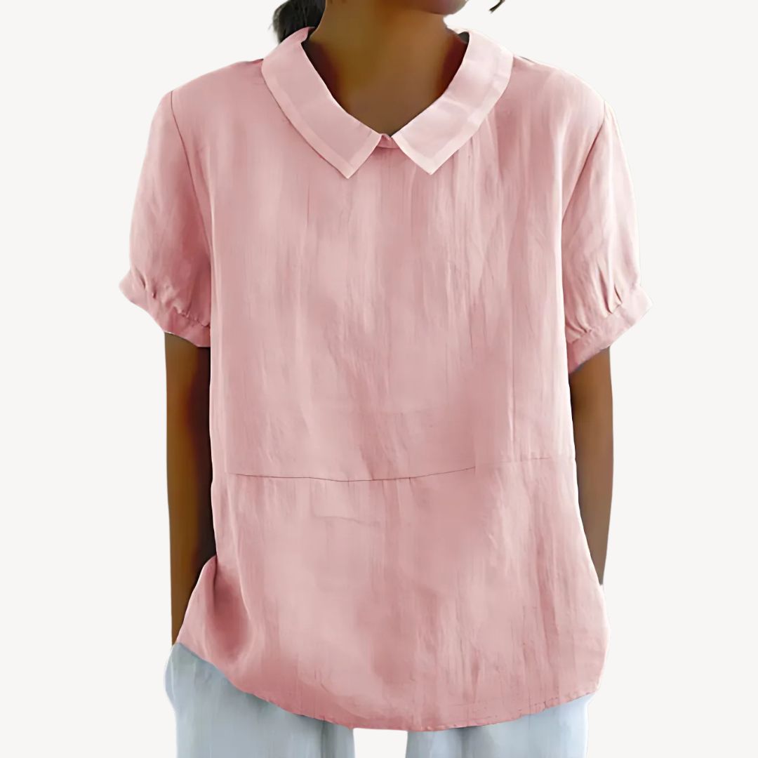 Womens Blouse Linen Blend Collared Style