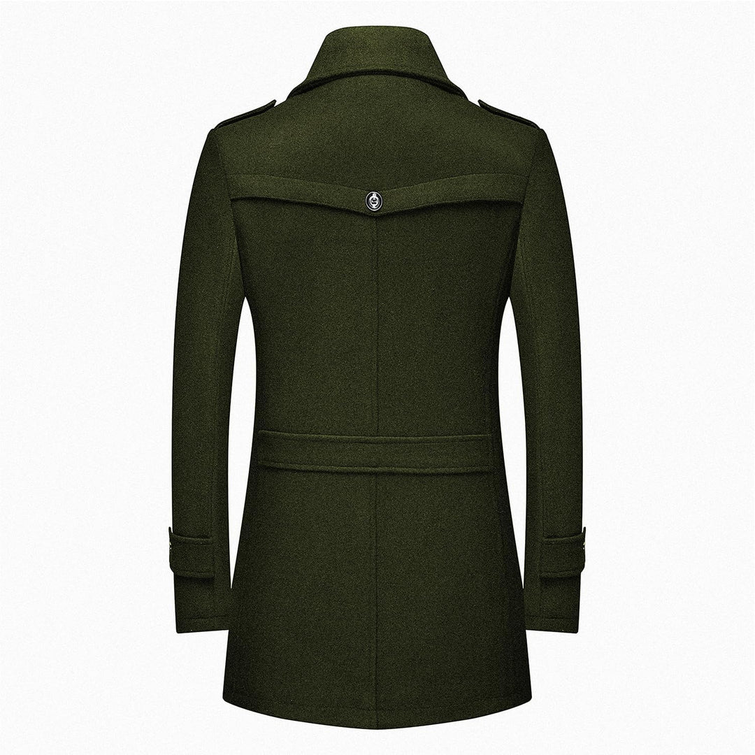 Mens Wool Blend Peacoat Quilted Lining Hidden Bib