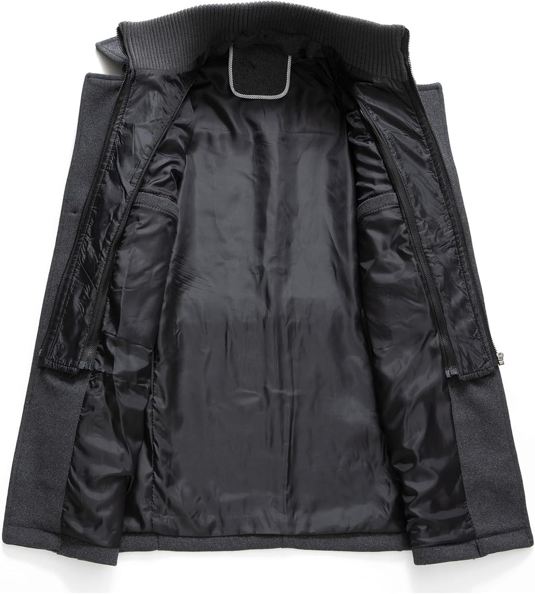 Mens Wool Blend Peacoat Quilted Lining Hidden Bib