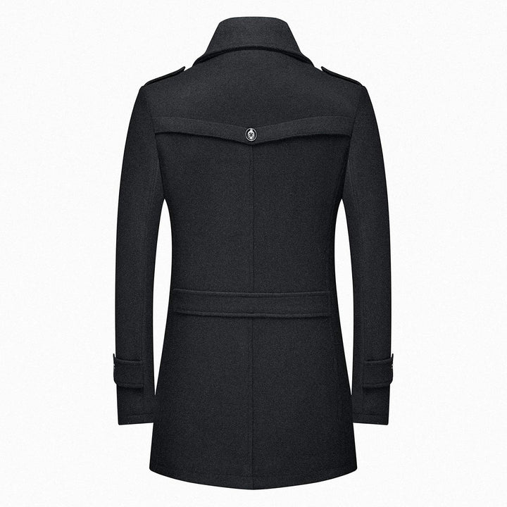 Mens Wool Blend Peacoat Quilted Lining Hidden Bib