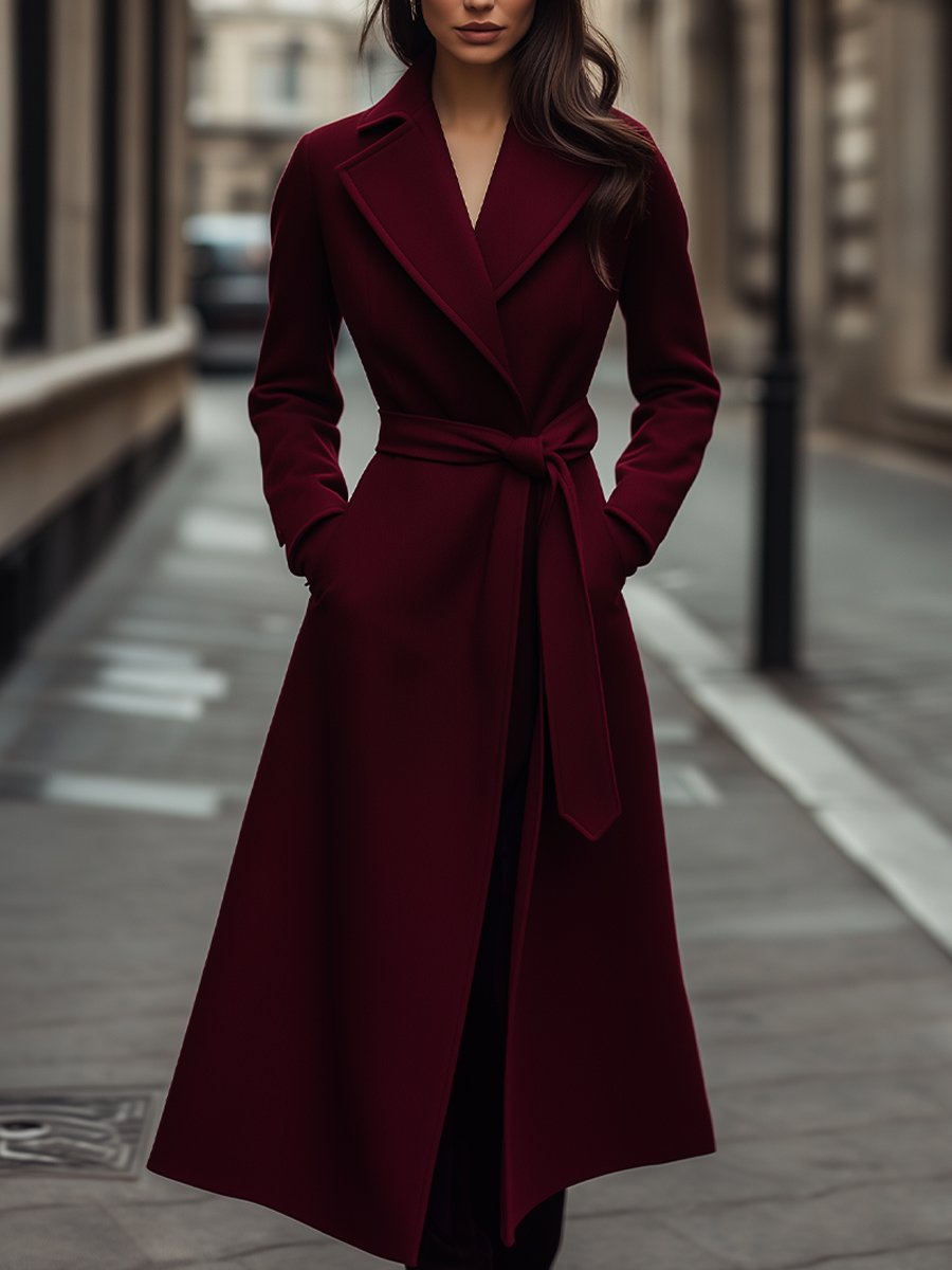 Womens Trench Coat Wool Blend Belted Fit - BritishMode