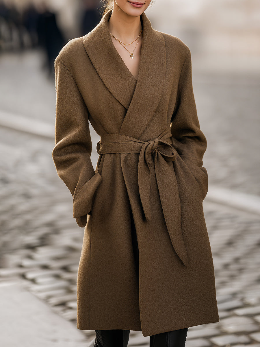Womens Classic Fit Belted Winter Coat - BritishMode