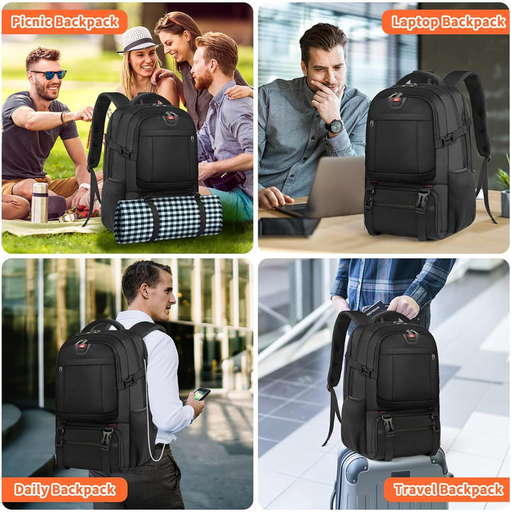 Unisex Travel Backpack with USB Charging Port Extra Large Capacity