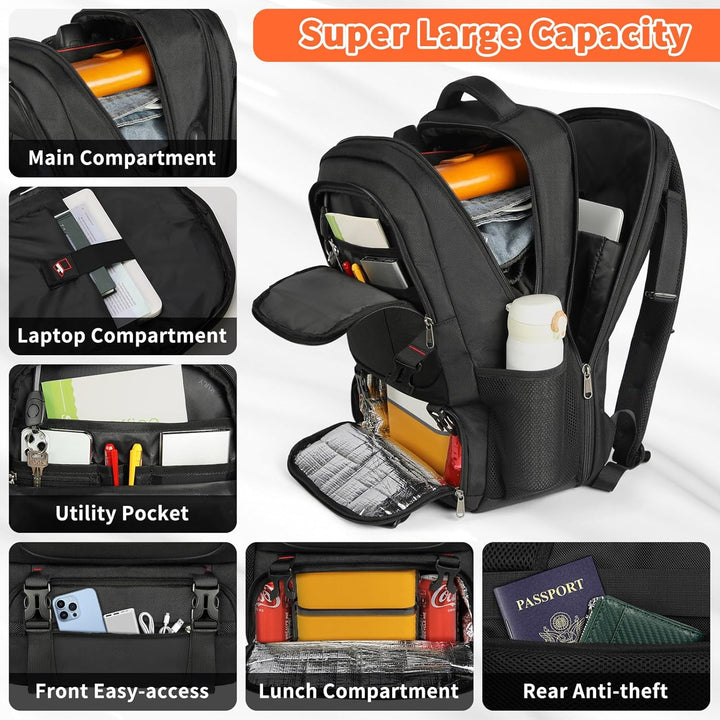 Unisex Travel Backpack with USB Charging Port Extra Large Capacity