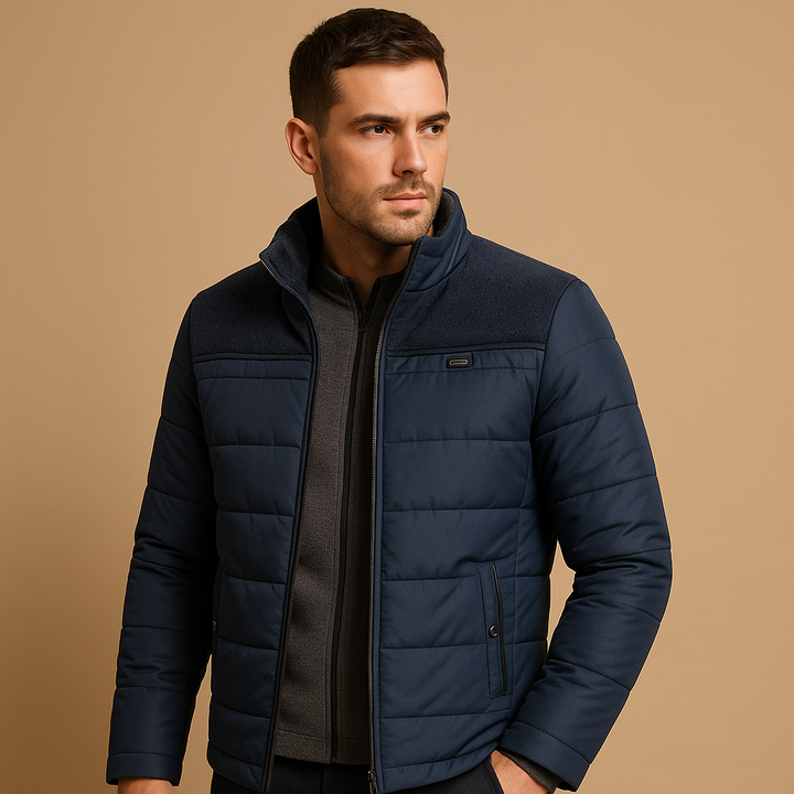 Mens Fleece Zip Jacket High Collar Lightweight Warm - BritishMode