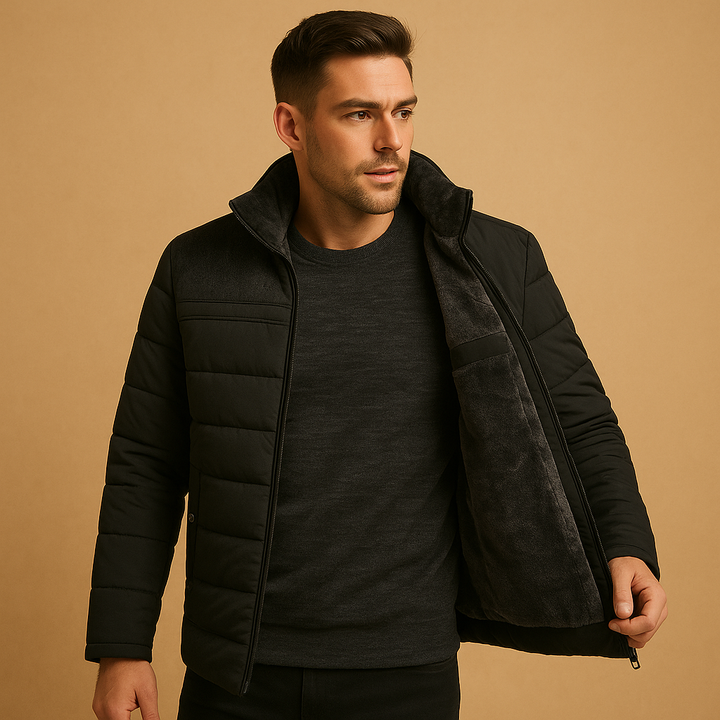 Mens Fleece Zip Jacket High Collar Lightweight Warm