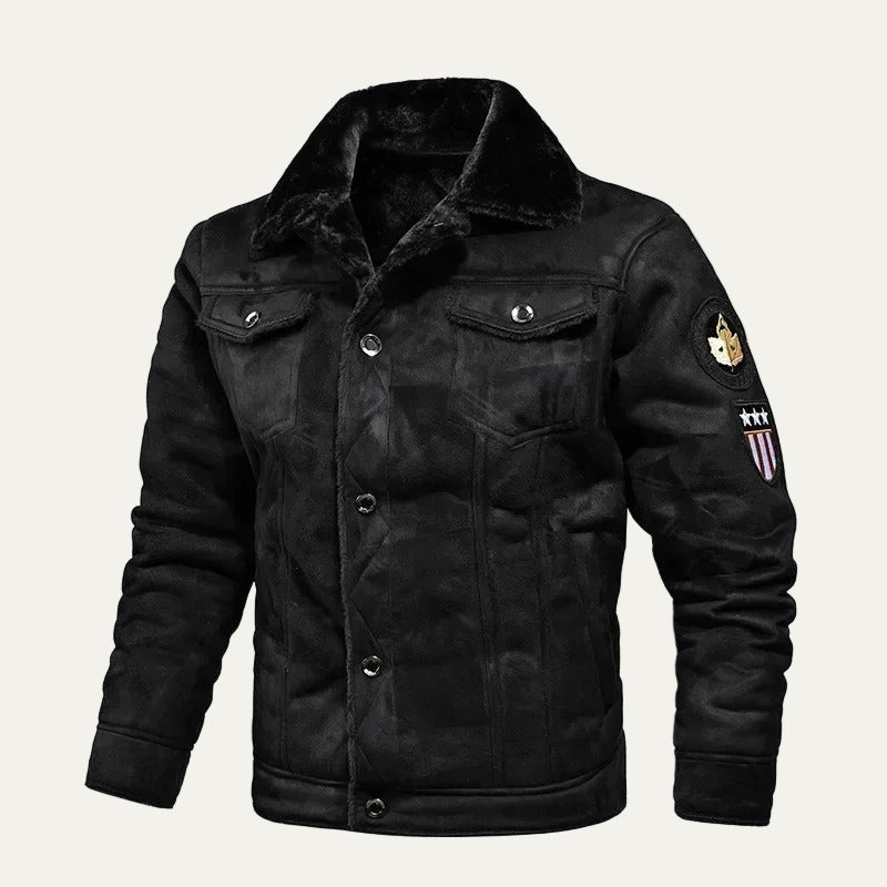 Mens Trucker Jacket Suede Look Sherpa Lined