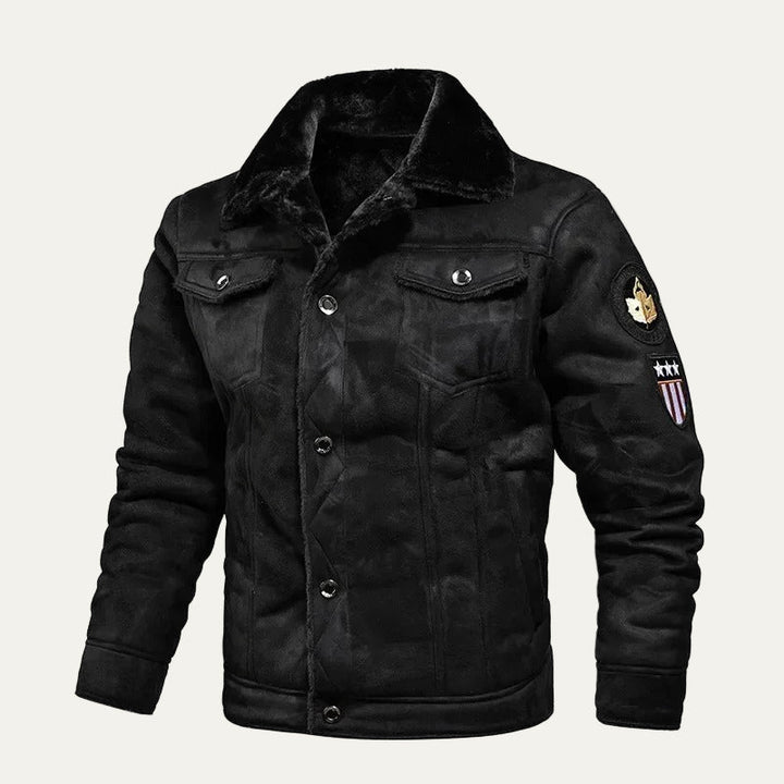 Mens Trucker Jacket Suede Look Sherpa Lined