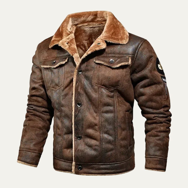 Mens Trucker Jacket Suede Look Sherpa Lined
