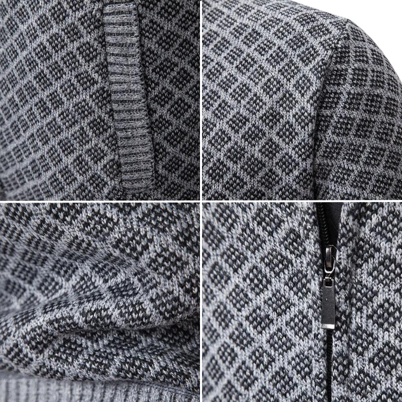 Mens Cardigan Diamond Knit Full Zip