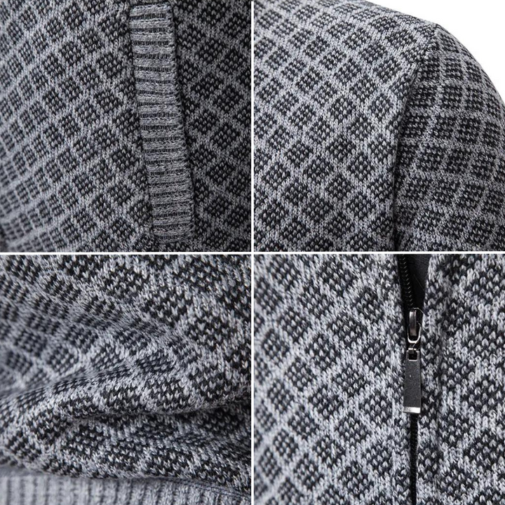 Mens Cardigan Diamond Knit Full Zip