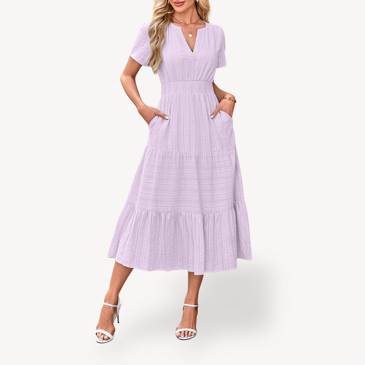 Womens Tiered Midi Dress Relaxed Fit