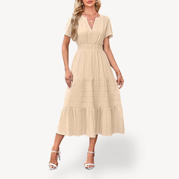 Womens Tiered Midi Dress Relaxed Fit