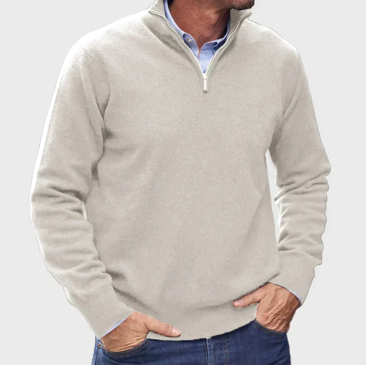 Mens Cashmere Knit Sweater Funnel Neck