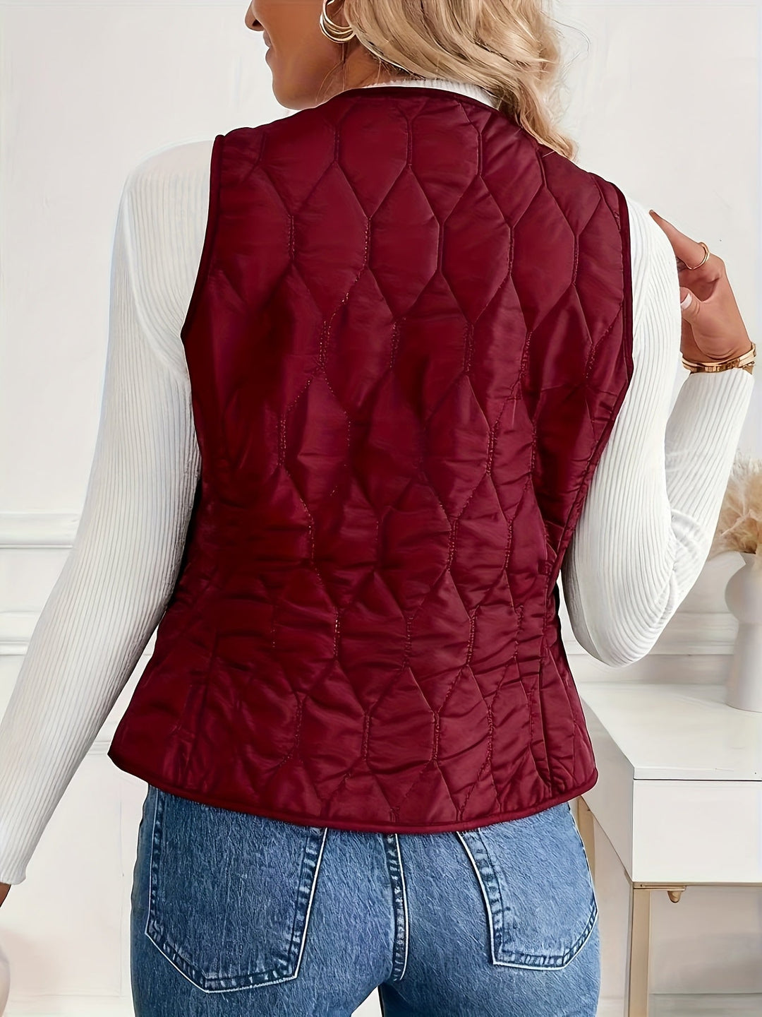 Womens Reversible Quilted Vest Sherpa Lined Lightweight Fit