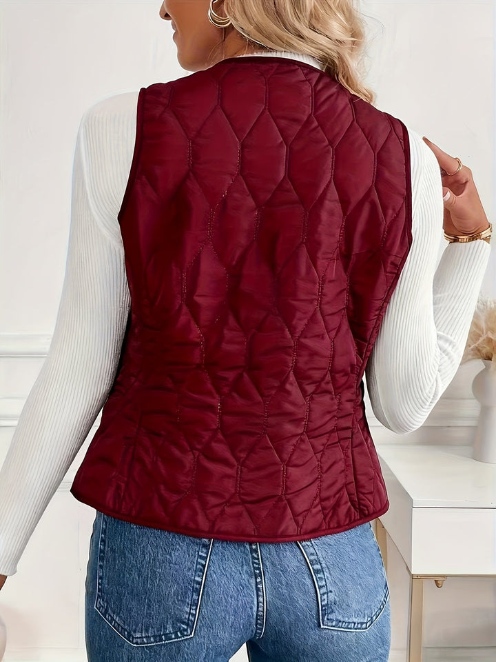 Womens Reversible Quilted Vest Sherpa Lined Lightweight Fit