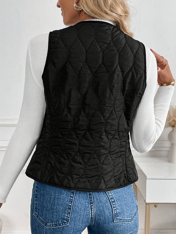 Womens Reversible Quilted Vest Sherpa Lined Lightweight Fit
