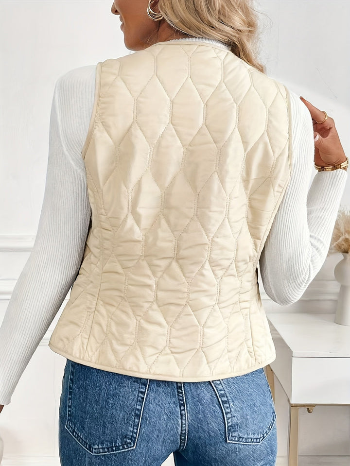 Womens Reversible Quilted Vest Sherpa Lined Lightweight Fit