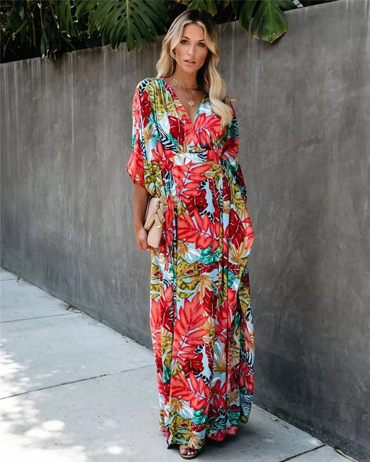 Womens Wrap Maxi Dress Boho Style Lightweight - BritishMode