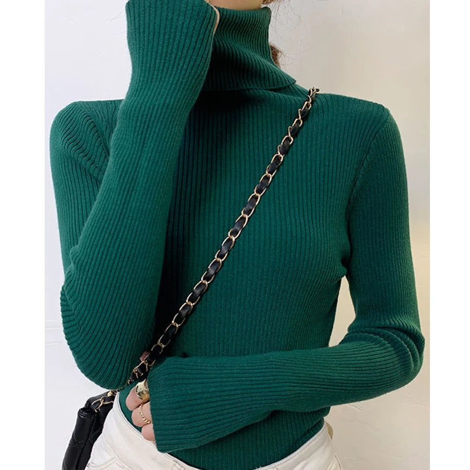 Womens Cashmere Turtleneck Sweater Slim Fit