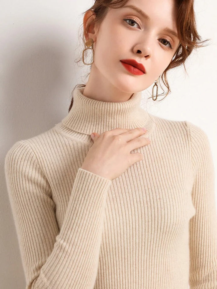 Womens Cashmere Turtleneck Sweater Slim Fit