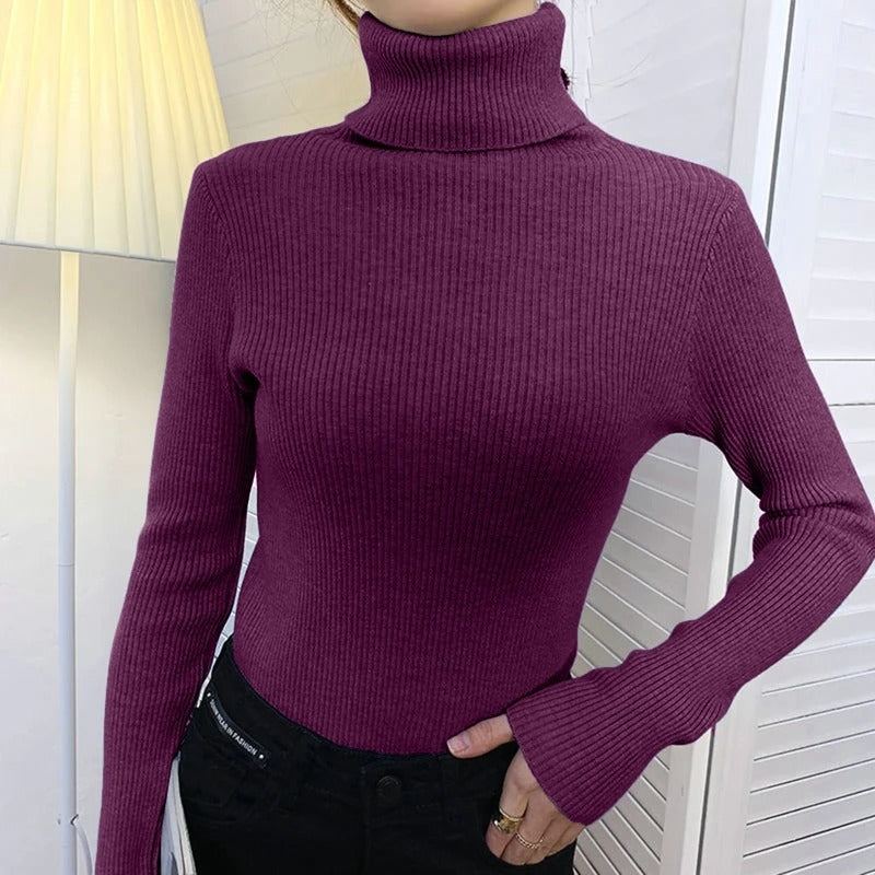Womens Cashmere Turtleneck Sweater Slim Fit