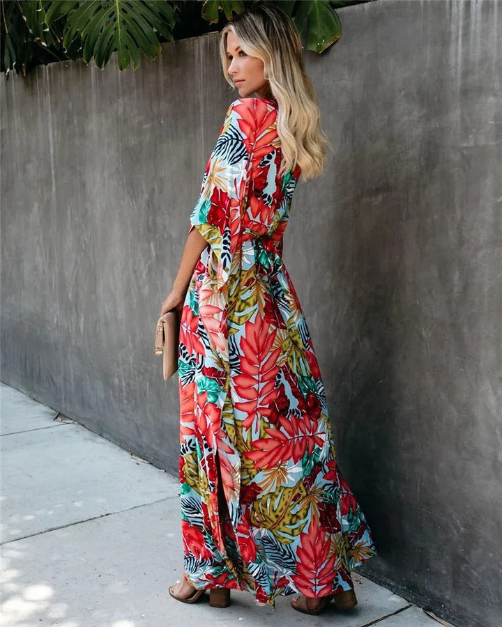Womens Wrap Maxi Dress Boho Style Lightweight