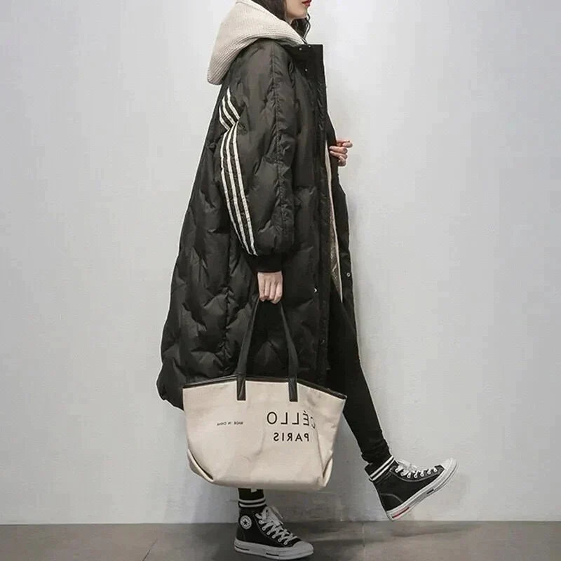 Womens Long Quilted Winter Coat Insulated Warm Fit