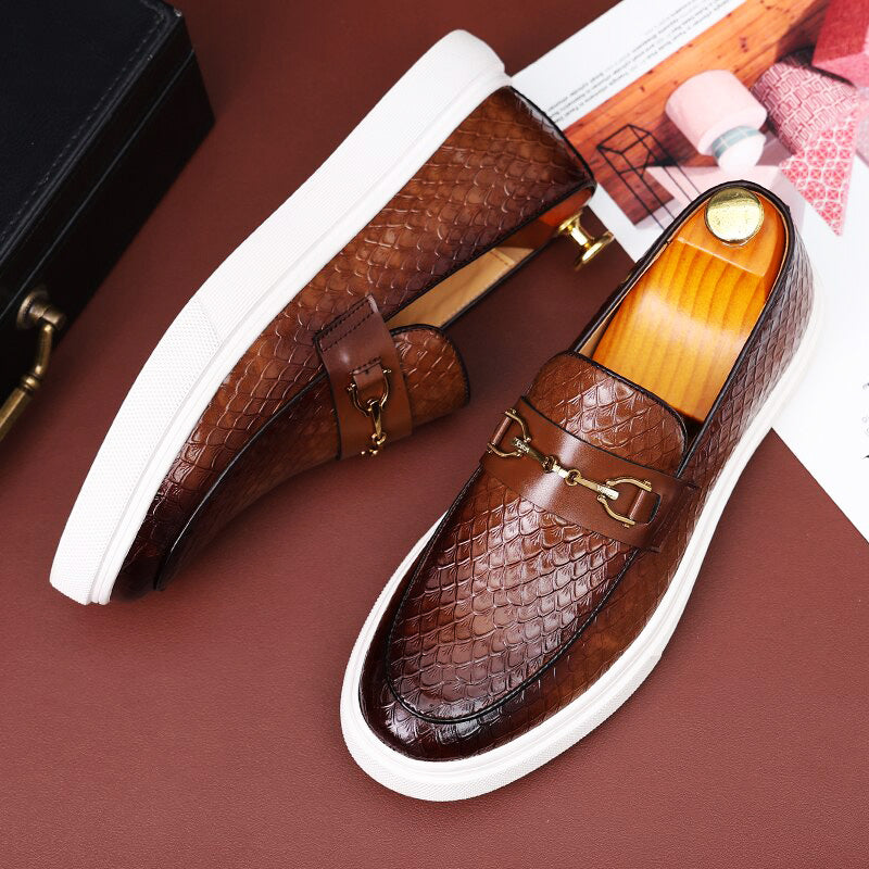 Womens Loafers Leather Slip-On