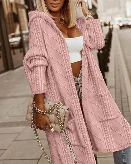 Womens Hooded Cardigan Sweater Long Sleeve Cozy Fit - BritishMode