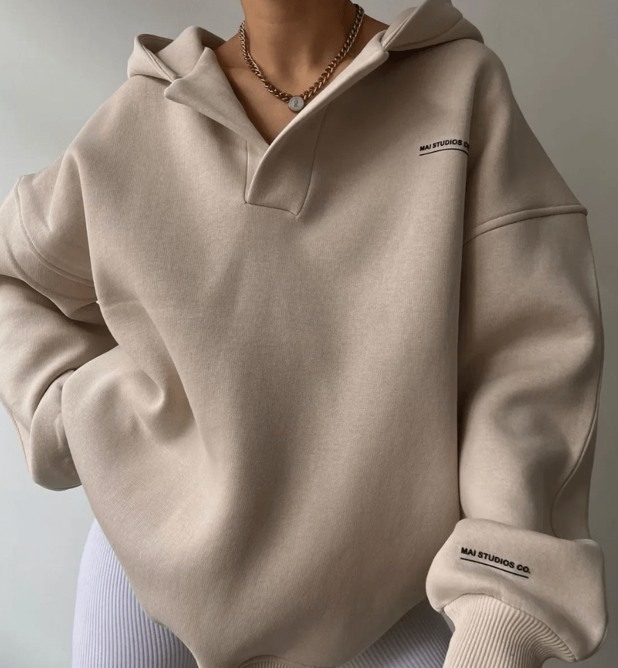 Womens Hooded Sweatshirt Cozy Loose Fit - BritishMode