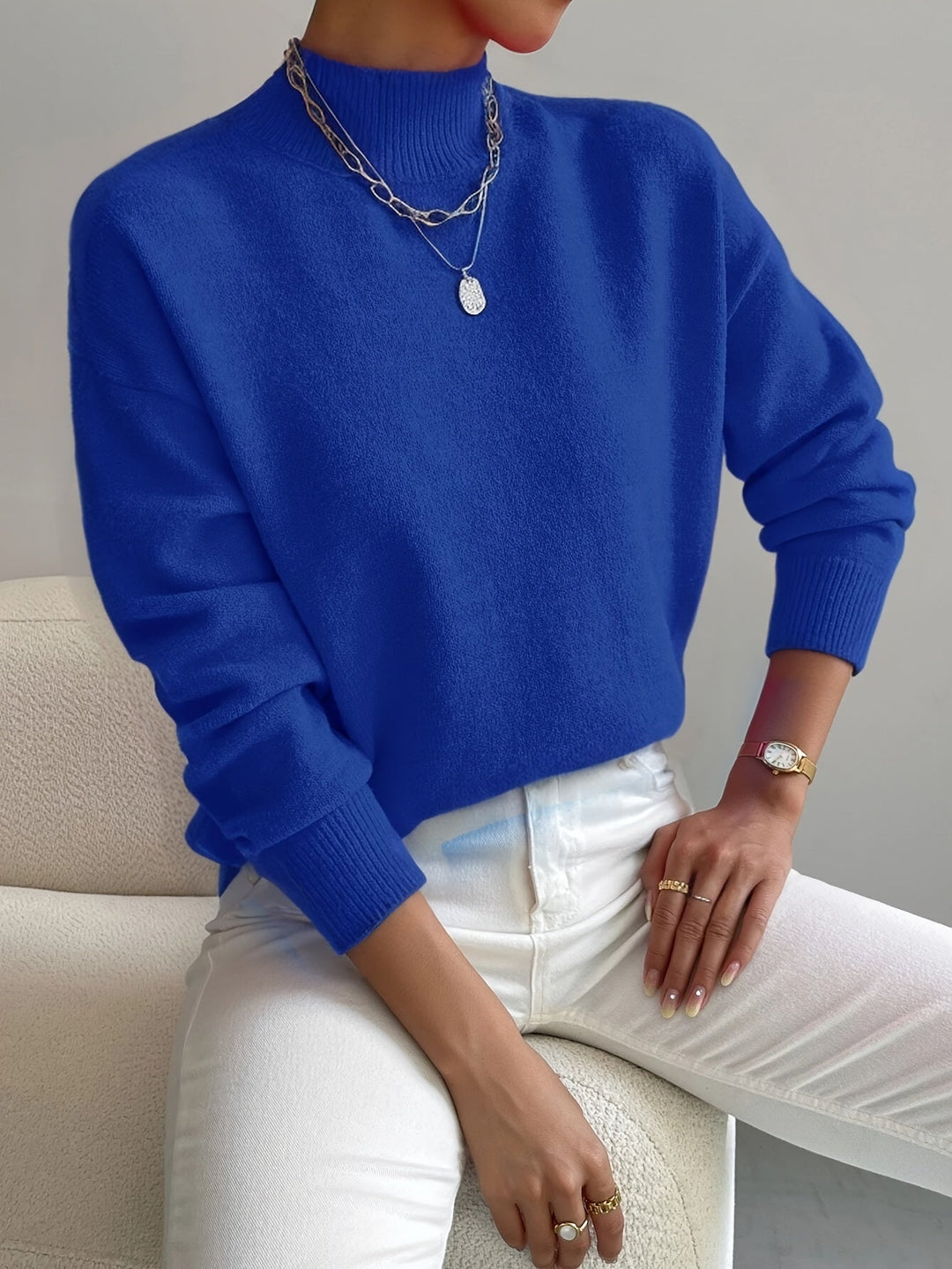 Womens Fleece Sweatshirt with Mock Neck Long Sleeve