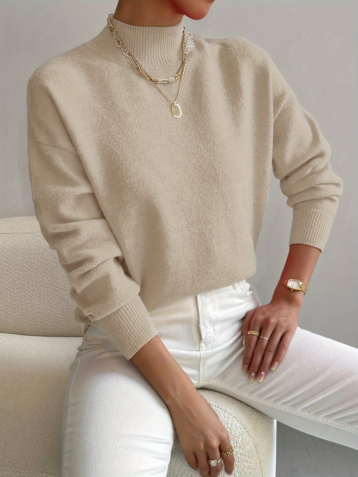 Womens Fleece Sweatshirt with Mock Neck Long Sleeve