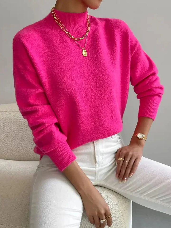 Womens Fleece Sweatshirt with Mock Neck Long Sleeve