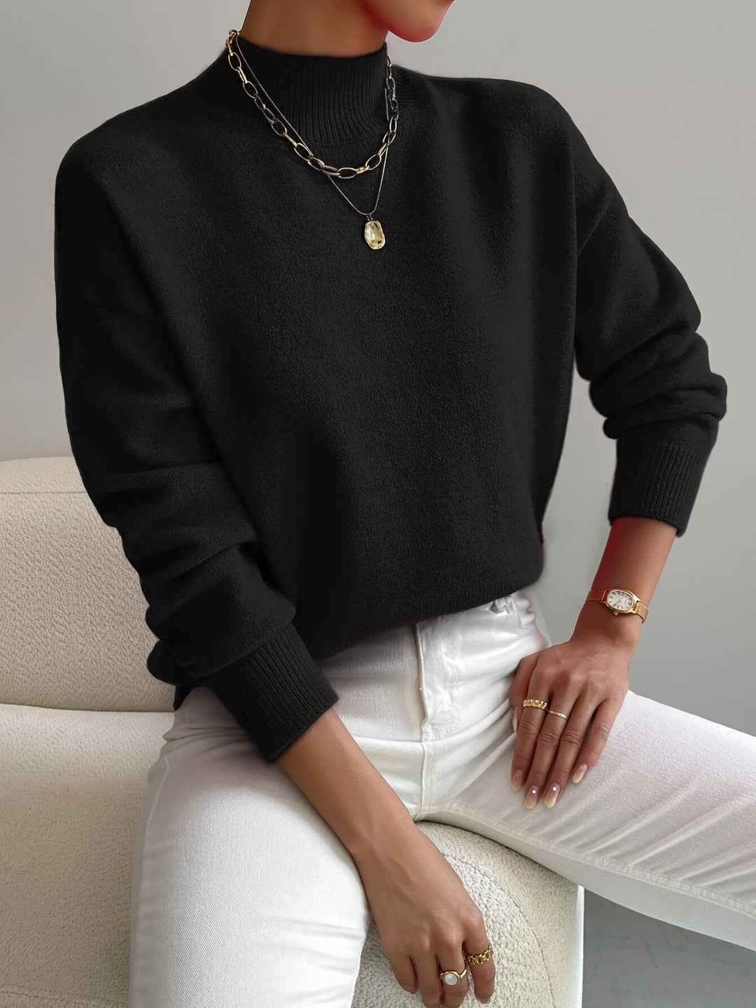 Womens Fleece Sweatshirt with Mock Neck Long Sleeve