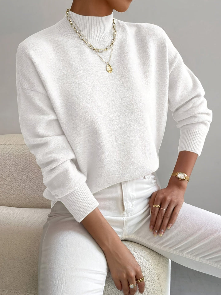 Womens Fleece Sweatshirt with Mock Neck Long Sleeve
