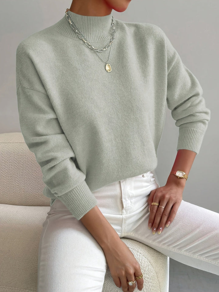 Womens Fleece Sweatshirt with Mock Neck Long Sleeve - BritishMode
