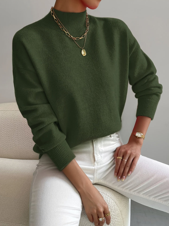 Womens Fleece Sweatshirt with Mock Neck Long Sleeve
