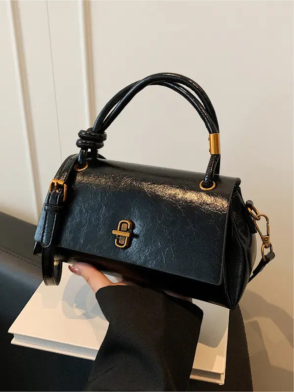 Womens Small Satchel Crossbody Bag Twist Handle Flip Lock - BritishMode