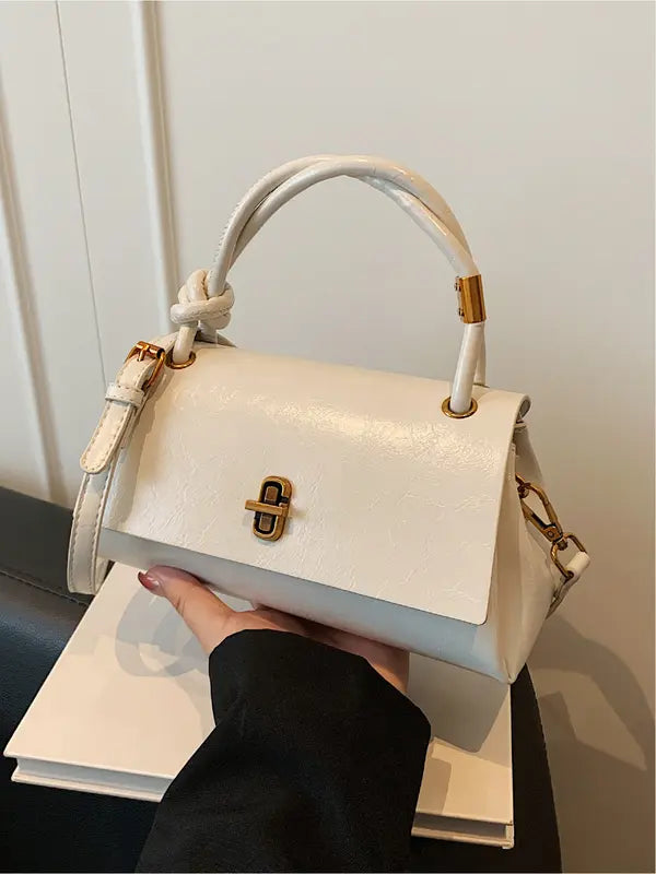 Womens Small Satchel Crossbody Bag Twist Handle Flip Lock