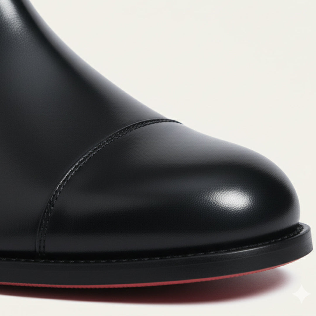 Mens Leather Chelsea Boots Cap Toe Slim Fit