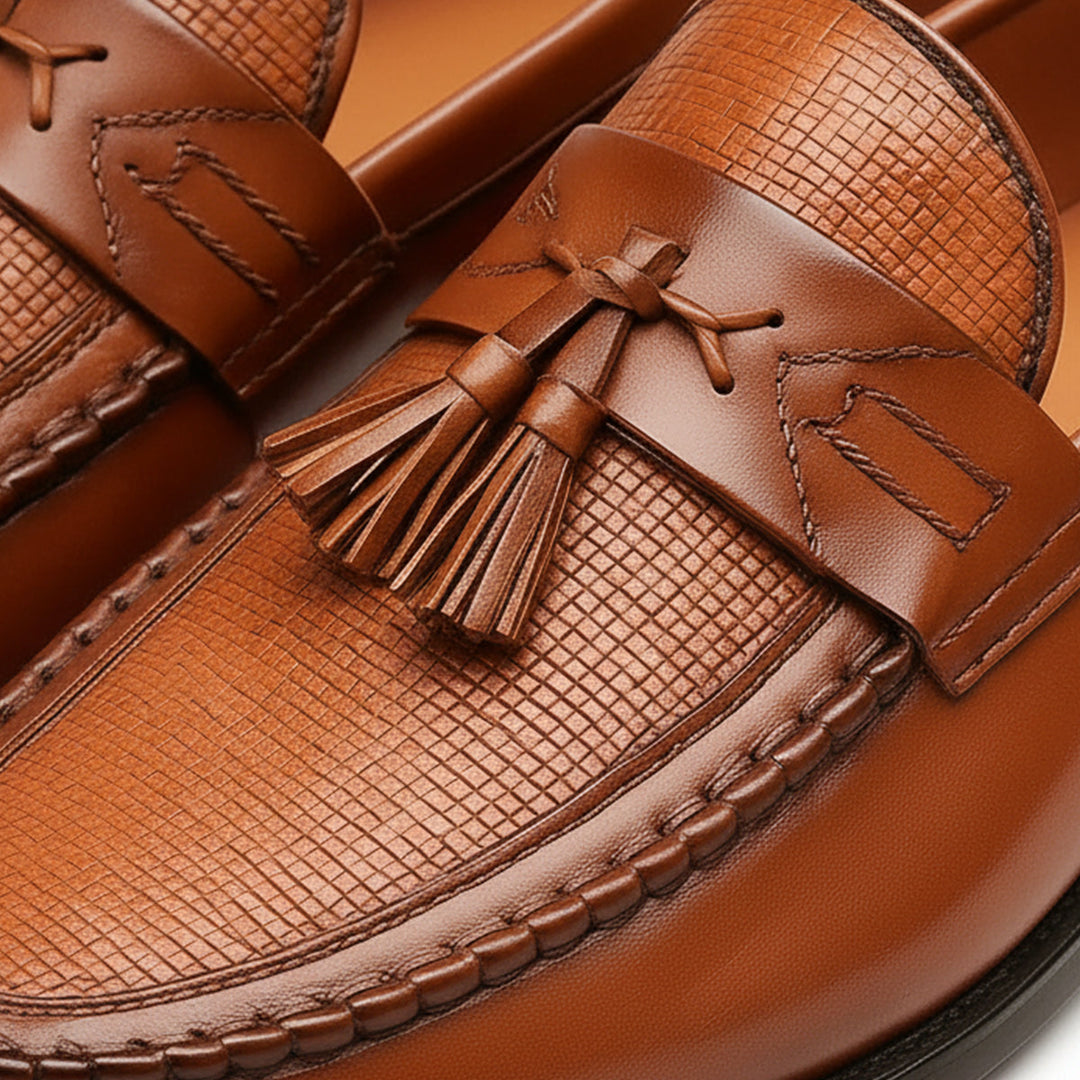 Mens Formal Leather Tassel Loafers Classic Fit