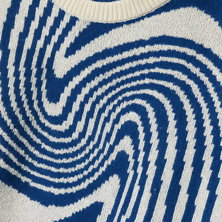 Mens Knit Sweater Psychedelic Pattern Regular Fit