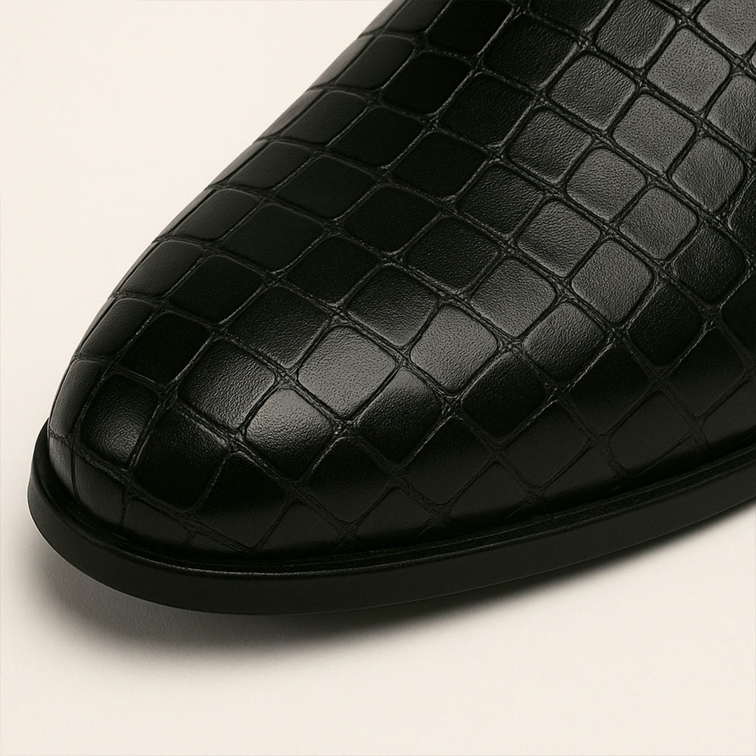 Mens Slip-On Mule Shoes Embossed Tassel Design
