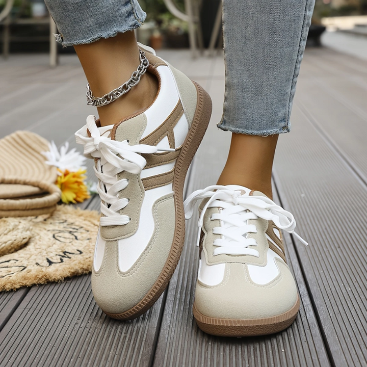 Womens Orthopedic Sneakers Lace-Up Closure Perforated Upper - BritishMode