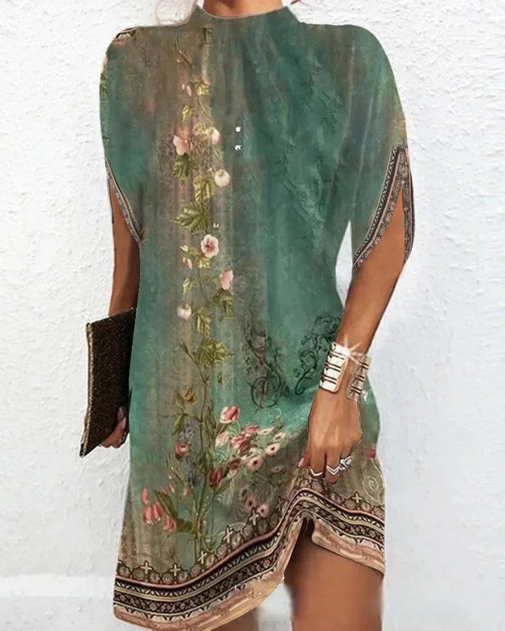 Womens Casual Mini Dress with Split Sleeve Design
