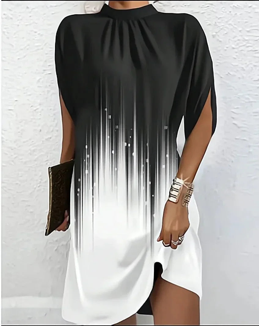 Womens Casual Mini Dress with Split Sleeve Design