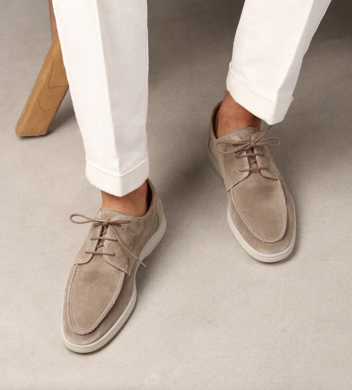 Mens Loafers Suede Upper Cushioned Insole Lace-Up Boat Shoes